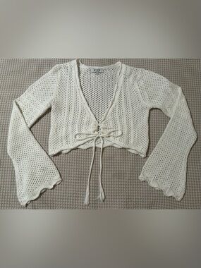 Grey Bandit Cream Open-Knit Cardigan
